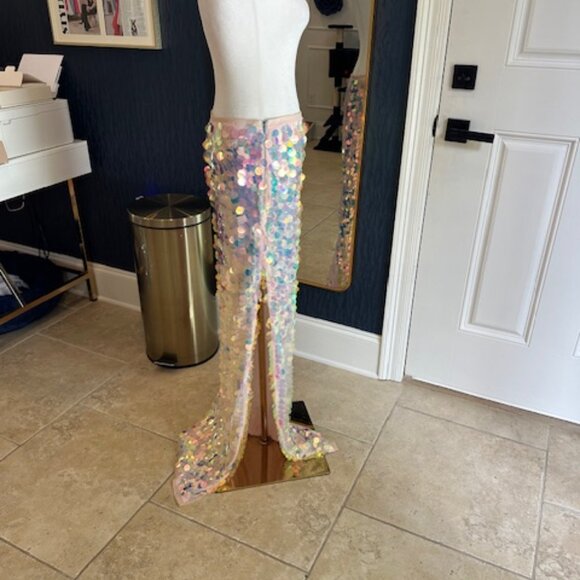 MISSGUIDED Y2K Futuristic Sequin Side Slit Maxi Skirt - Picture 2 of 5